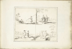 Vier landschappen met figuren by Gesina ter Borch