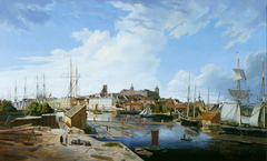 View from the Lastadie Oder Island to the Stettin Castle and Old Town by Ludwig Eduard Lütke