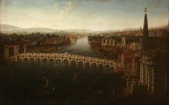 View of London with York Water Gate, Westminster Bridge and St John's Smith Square by attributed to Robert Griffier