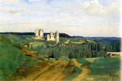 View of Pierrefonds castle by Jean-Baptiste-Camille Corot