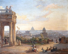 View of Rome, from a Palazzo, with Figures and Goats by Anonymous