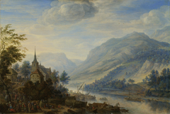 View of the Rhine river near Reineck by Herman Saftleven