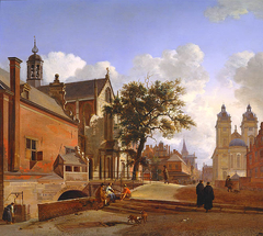 View with the Jesuit Church of St. Andreas, Dusseldorf by Jan van der Heyden