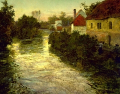 Village on the Bank of a Stream by Frits Thaulow