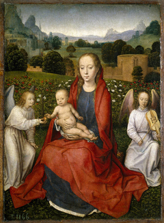 Virgin and Child with two angels by Hans Memling