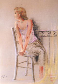 woman on a chair by Τέτη Γιαννάκου