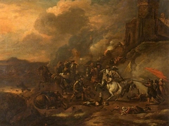 A Cavalry Battle Scene by Anonymous