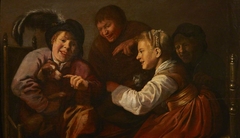 A Group of Children teasing a Dog with a Cat by Jan Miense Molenaer