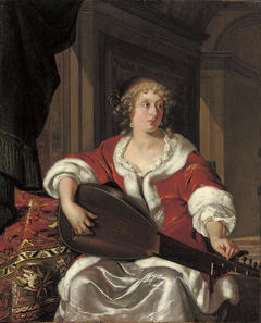 A Lady tuning a Lute by Eglon van der Neer