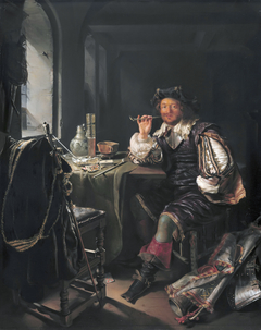 A Soldier Smoking a Pipe by Frans van Mieris the Elder