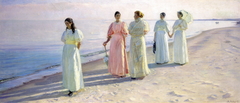 A stroll on the beach by Michael Peter Ancher