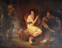 Achilles in his Tent with Patroclus, Playing a Lyre, surprised by Ulysses and Nestor by Giuseppe Cades