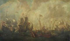 Action between galeasses and galleys in the Mediterranean by Sebastian Castro