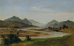 Alpental mit Flussschlinge by Ludwig Halauska