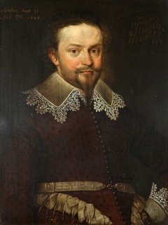 An Unknown Gentleman, aged 35, formerly called William Herbert, 3rd Earl of Pembroke KG, PC (1580-1630), possibly a member of the Meller family by Marcus Gheeraerts the Younger