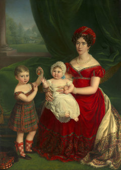 Augusta, Duchess of Cambridge (1797-1889) with Prince George (1819-1904) and Princess Augusta of Cambridge (1822-1916) by Melchior Tieleman