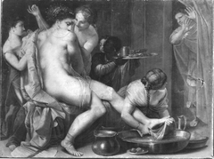 Bathseba im Bade (?) beziehungsweise: Gyges erblickt die Frau des Kandaulus by Pietro Liberi