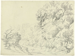 Berglandschap met rotsformaties by Hendrik Voogd