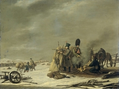 Bivouac at Molodetschno during the Night of the 3rd to 4th of December 1812, episode from Napoleon's Retreat from Russia by Johannes Hari I