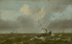 Boats on a Stormy Sea by Pieter Mulier the Elder