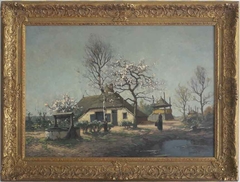 Boerderij met waterput en boerin by Paul Bodifée