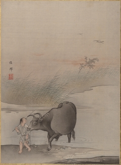 Boy with Cow at the River's Edge by Hashimoto Gahō