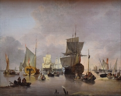 Calm Sea with Ships I by Jan van Os