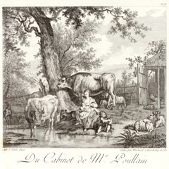 Cattle with Breastfeeding Woman and Child Playing with a Dog by Adriaen van de Velde