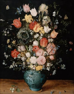 Chinese porcelain vase of flowers on a tabletop by Jan Brueghel the Elder