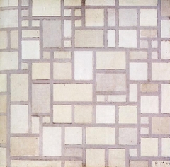 Composition 7: Light Color Planes with Grey Contours by Piet Mondrian