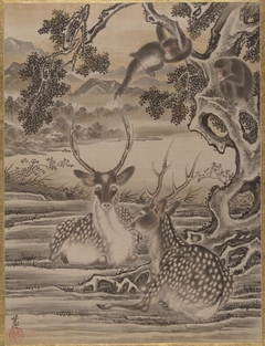 Deer and Monkeys by Kawanabe Kyōsai