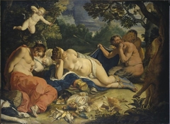 Diana and her nymphs spied on by satyrs by Abraham Janssens I