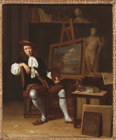 Een schilder in zijn atelier by Michiel van Musscher