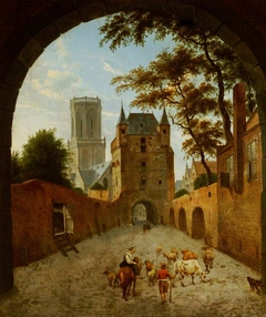 Emmerich: View through a Gateway of the Waterpoort by Jan van der Heyden