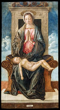 Enthroned Madonna Adoring the Sleeping Christ Child by Giovanni Bellini