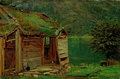 Farmhouse at Balestrand by Amaldus Nielsen