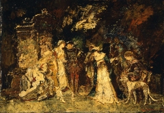 Figures in Renaissance Costume by Adolphe Joseph Thomas Monticelli