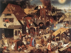 Flemish Proverbs, signed 1595 by Pieter Breughel the Younger