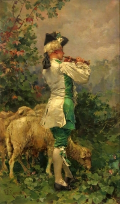 Flutist with sheep by Frederik Hendrik Kaemmerer