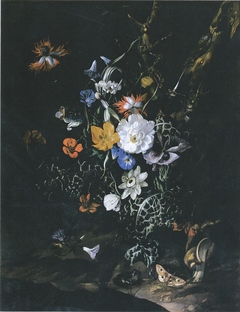 Forest recess with flowers by Rachel Ruysch