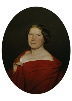 Frau mit lachsrotem Umhang by Ferdinand Georg Waldmüller