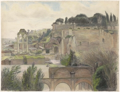 Gezicht op het Forum Romanum en de Palatijn, gezien vanaf de Via Capitolina by Frans Smissaert