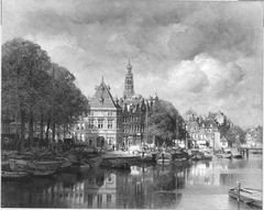 Gezicht op het Spaarne te Haarlem by Johannes Christiaan Karel Klinkenberg