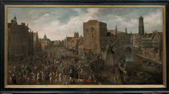 Goose market and landscape by Joost Cornelisz Droochsloot