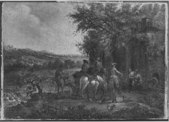 Halt vor einer Schenke (Nachahmer) by Philips Wouwerman