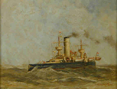 Het pantserschip Hr.Ms. Evertsen by Richardus Philippus Arnoldus van Rees