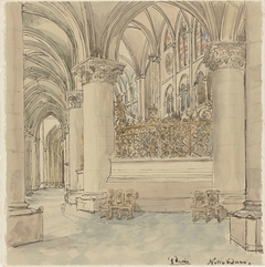 Interieur van de Notre-Dame te Parijs by Wilhelm Cornelis Bauer