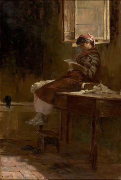 Interior Scene with a Girl Reading by Henrique Bernardelli