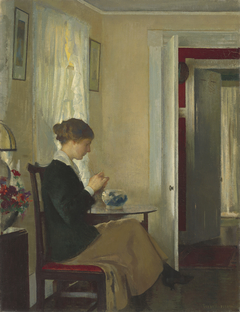 Josephine Knitting by Edmund C. Tarbell