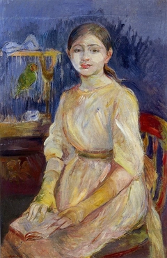 Julie Manet with a budgie by Berthe Morisot